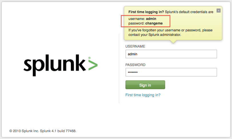Primeiro login no Splunk!
