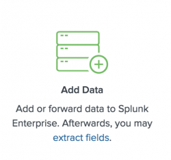 This screenshot shows the Add Data icon in the Splunk Search & Reporting app.