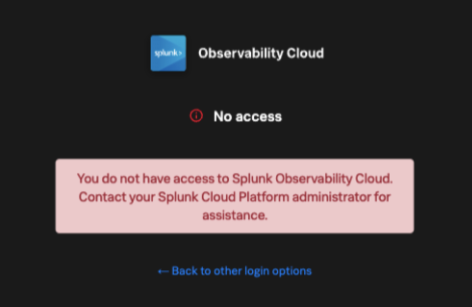 This screenshot shows the no access error.