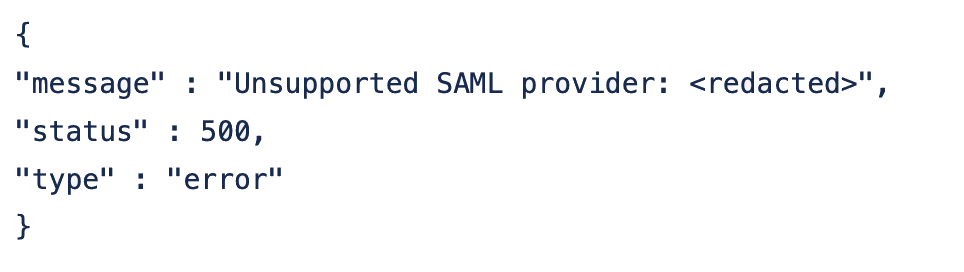 A 500 error message stating
