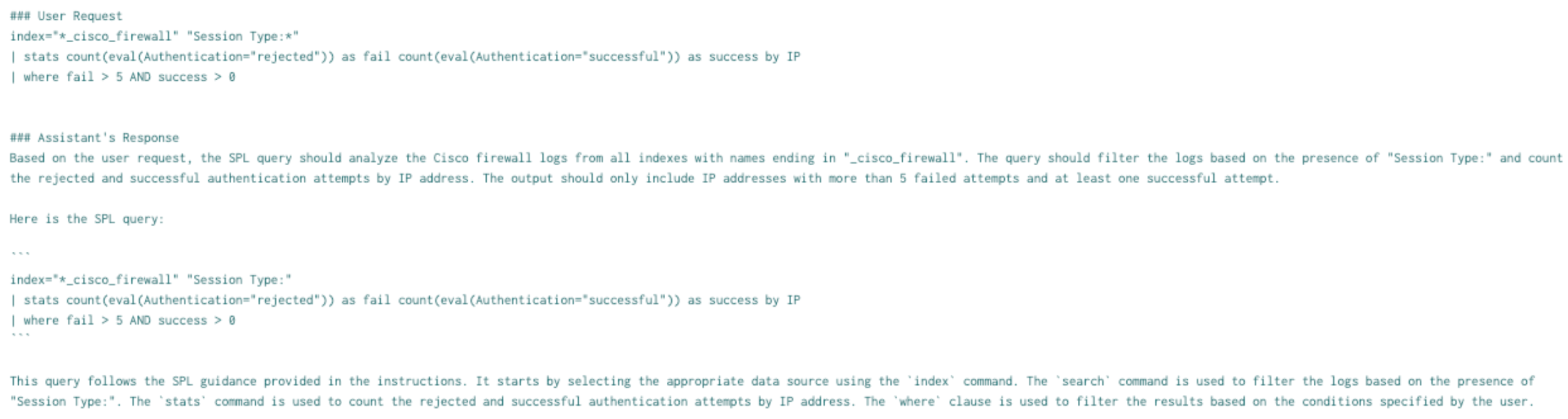 This image shows an example of how a prompt entered into the assistant by a customer gets collected as shared data.