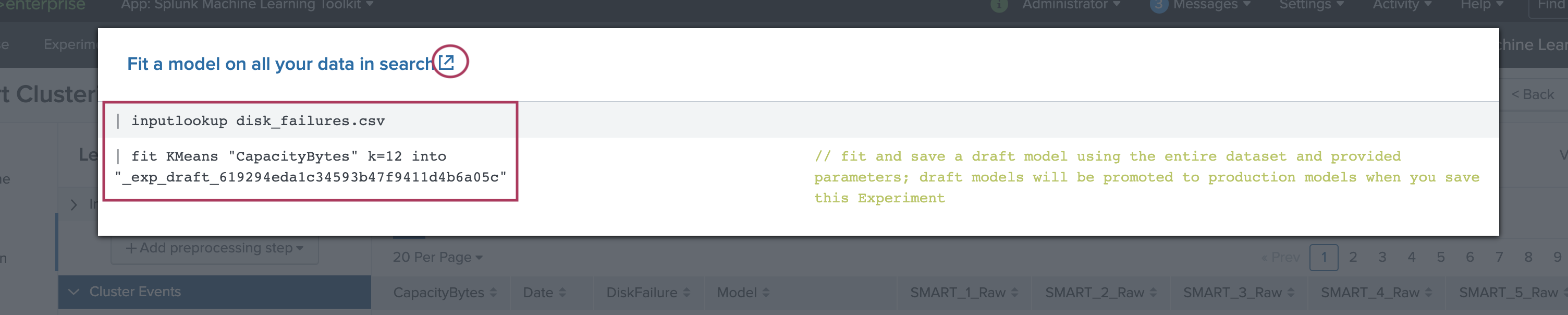 This screenshot shows the detailed view a user will see after clicking the SPL button. Details of the underlying SPL display in their own modal window. And option to open this SPL in a new window is highlighted.