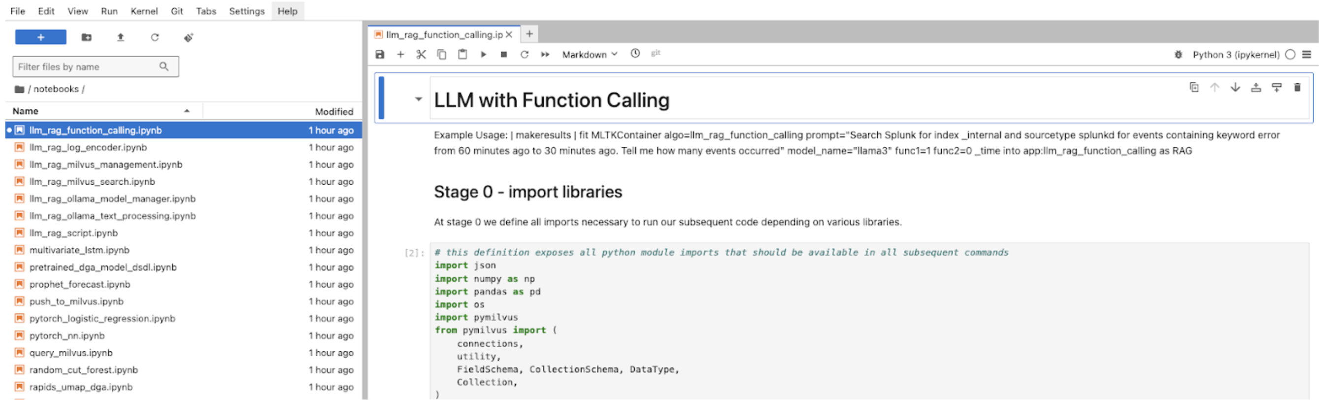 This image shows and example of the notebooks page in JupyterLab.