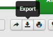 This screen image shows the export icon, which appears as an arrow pointing down with a line underneath.