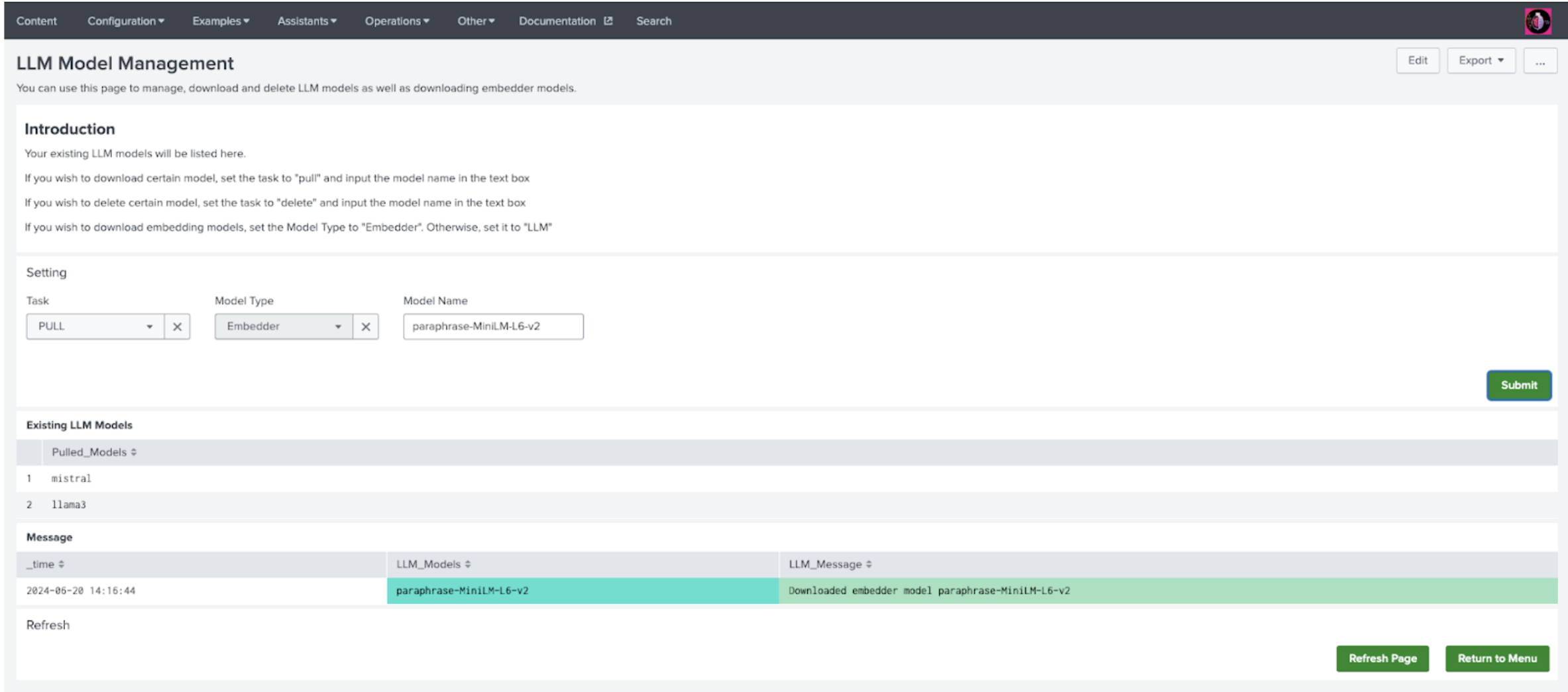 This image shows an example of an LLM Model Management dashboard.