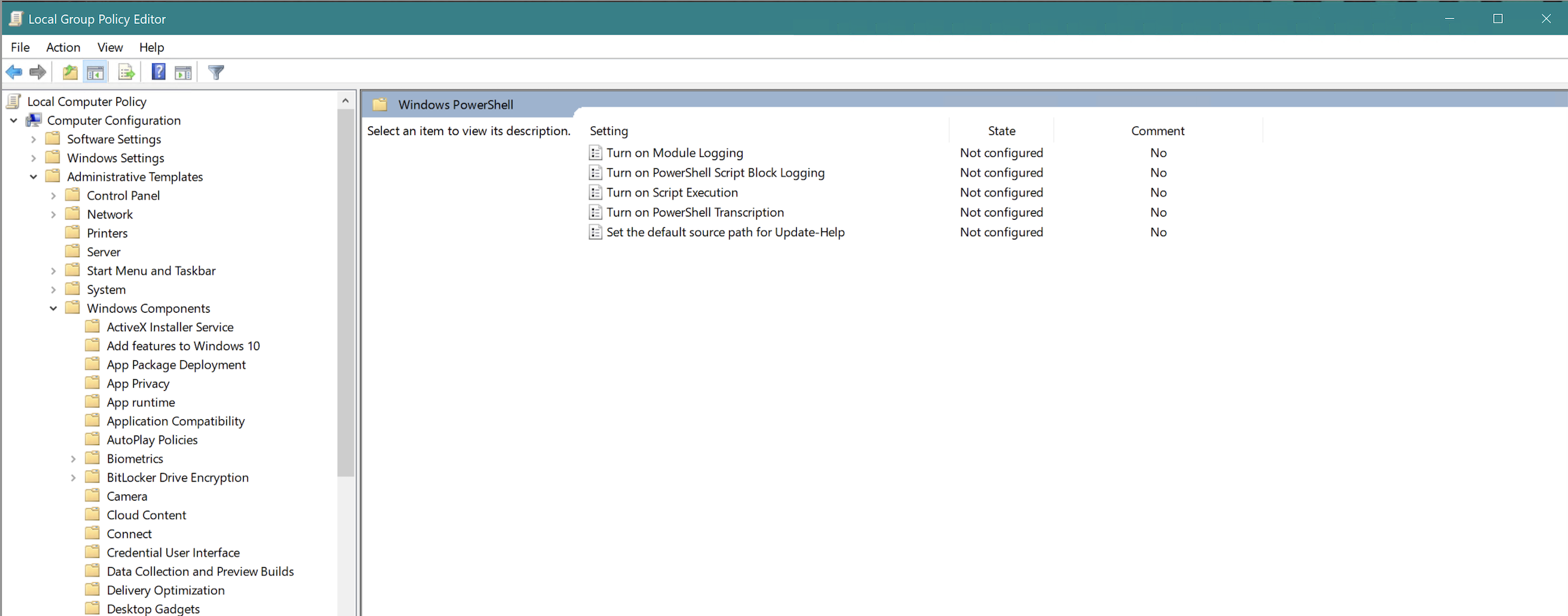 This image shows the file path taken in your computer to reach the Local Group Policy Editor GPO settings.