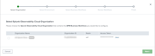 border alt="Screenshot of Business Workflows modal step 1