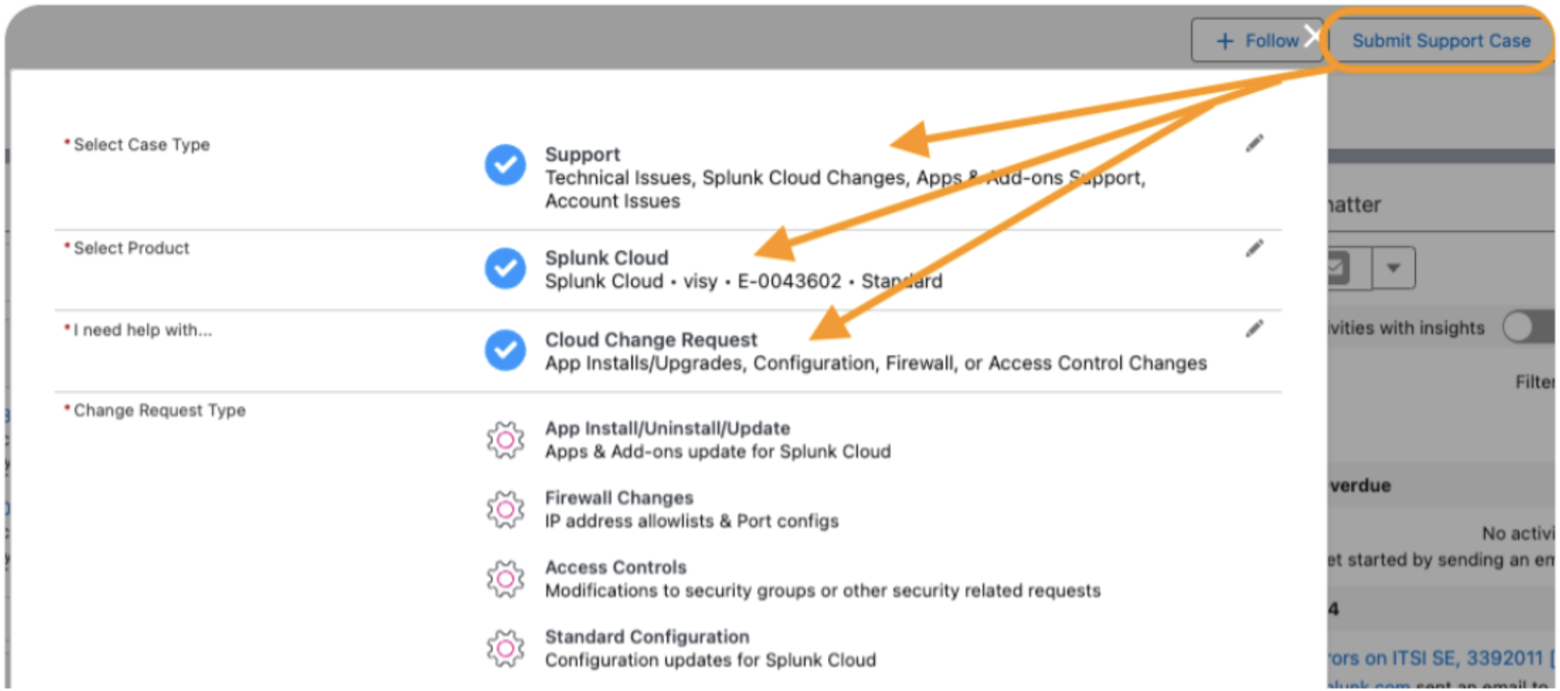 This image displays the Support portal signup options for the Ingest Processor solution.