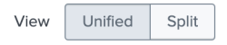 The option to change the version control's view with two buttons: Unified and Split.
