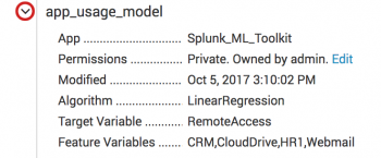 This screen image shows the model details for app_usage_model