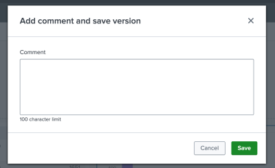 A green Save button with an expandable drop-down list that provides the option to comment and save.