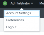 This image shows the Account menu in Splunk Enterprise. The choices on the menu are Account Settings, Preferences, and Logout.