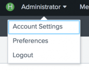 This image shows the User menu which displays the options Account Settings, Preferences, and Logout.