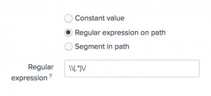 This screen image shows the next step in adding data, Input Settings The Regular expression on path option is selected and the regular expression is typed into the field.