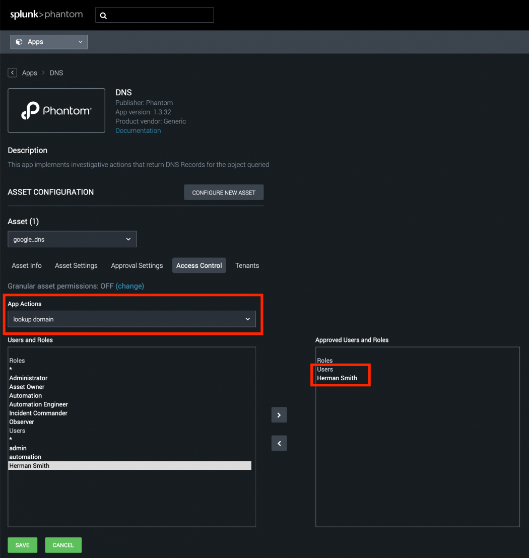 Configure role based access control inside Splunk Phantom apps - Splunk ...