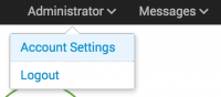 This image shows the Account menu in Splunk Enterprise. The choices on the menu are "Account Settings" and "Logout".