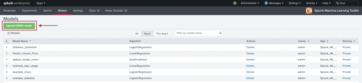 Upload And Inference Pre Trained Onnx Models In Mltk Splunk Documentation 