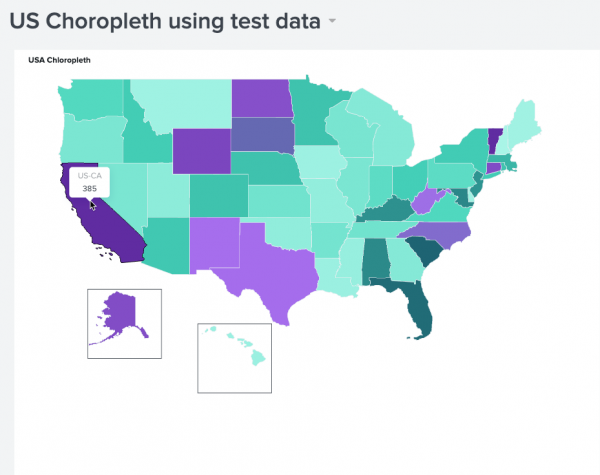 A choropleth map using test data