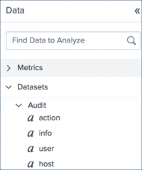 This screen image shows the Audit dataset fields in the Data panel.