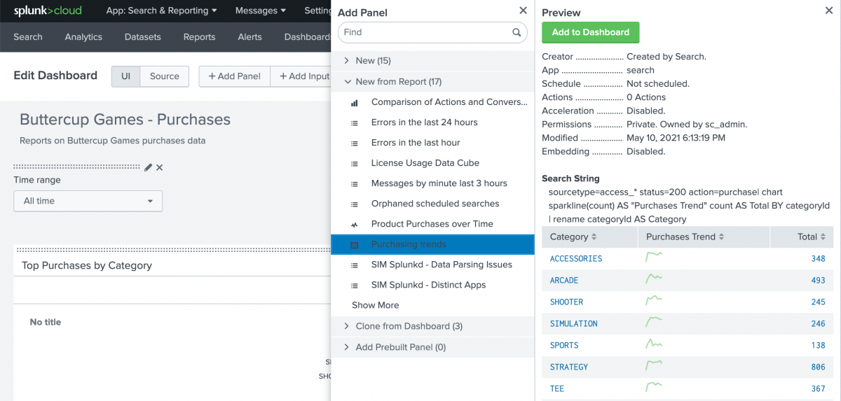 Add more panels to dashboards - Splunk Documentation