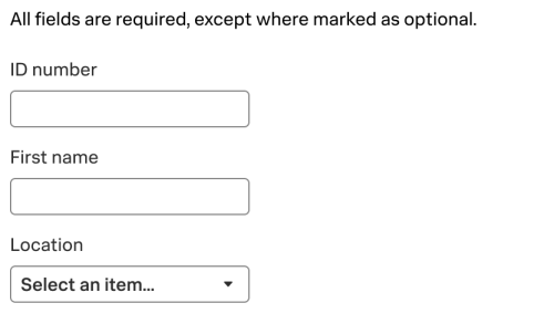 Example of required fields in a UI, where the line above the fields indicates that all fields are required.