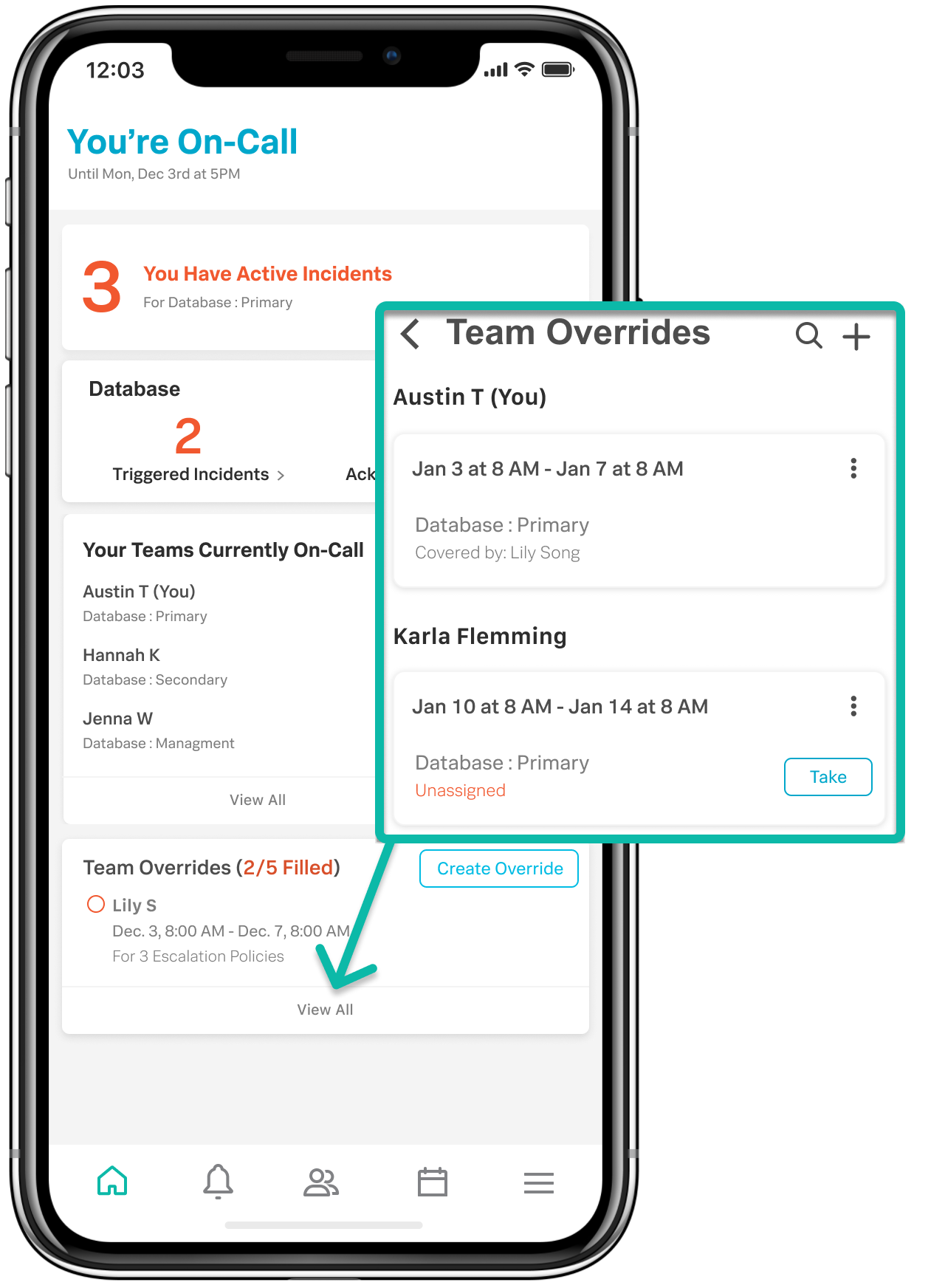 View all shift overrides.