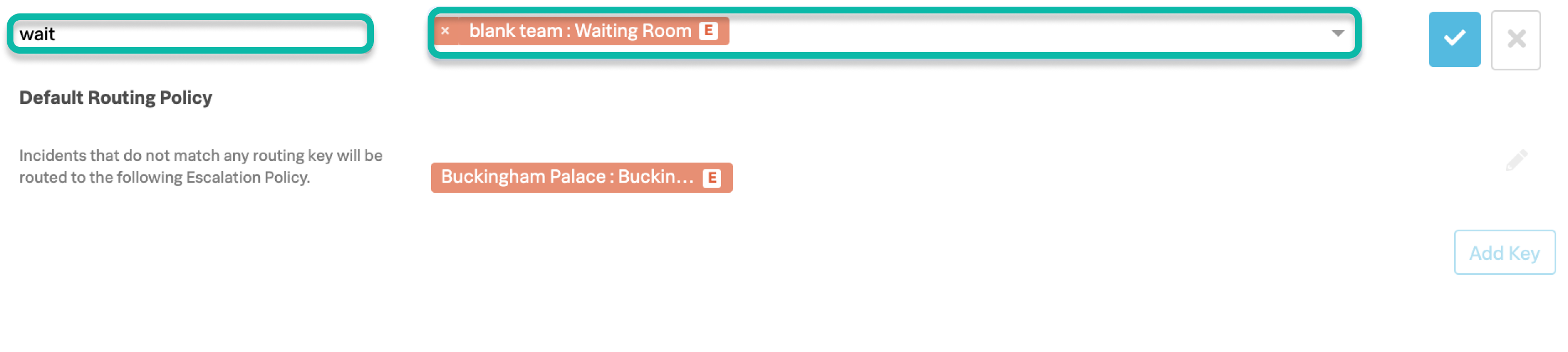 Create and add a routing key to the team you created.