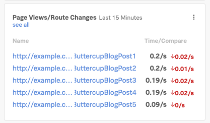 This image shows the Page Views/Route Changes metric in RUM.