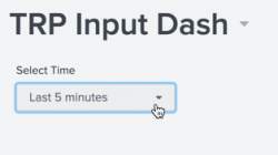 A dashboard with a time range picker input.