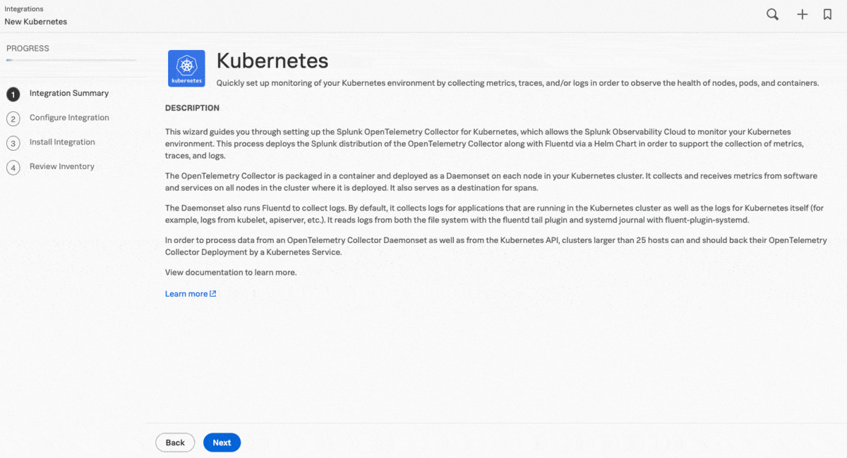 Guided setup for Kubernetes in Data Management